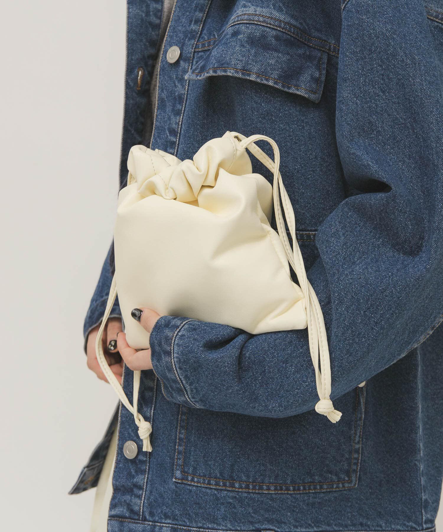  「ギャザーデザインミニBAG」|ショルダー・メッセンジャー|アイボリー