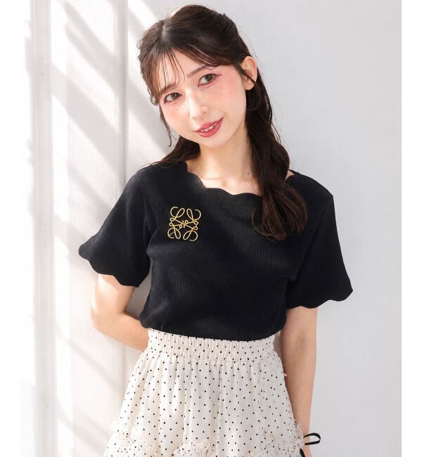  「スカラップデザイントップス」|Tシャツ・カットソー|