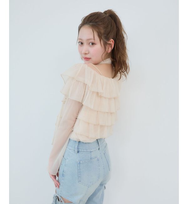 「チョーカーセットチュールフリルトップス」|Tシャツ・カットソー|