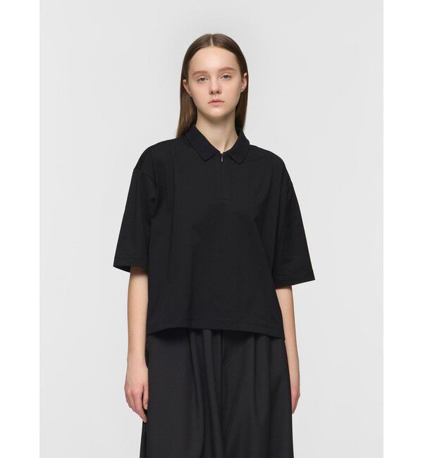 mizuiro ind「mizuiro ind ジップアップポロシャツ」|Tシャツ・カットソー|ブラック