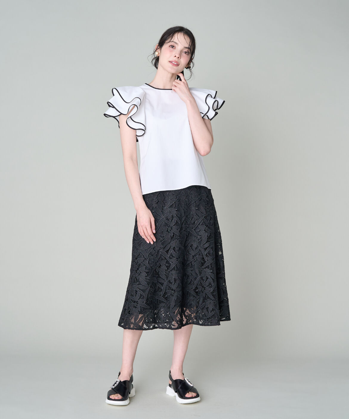 Maglie le cassetto「《プラスサイズ》フラワーレース柄スカート《M Maglie le cassetto》」|スカート|
