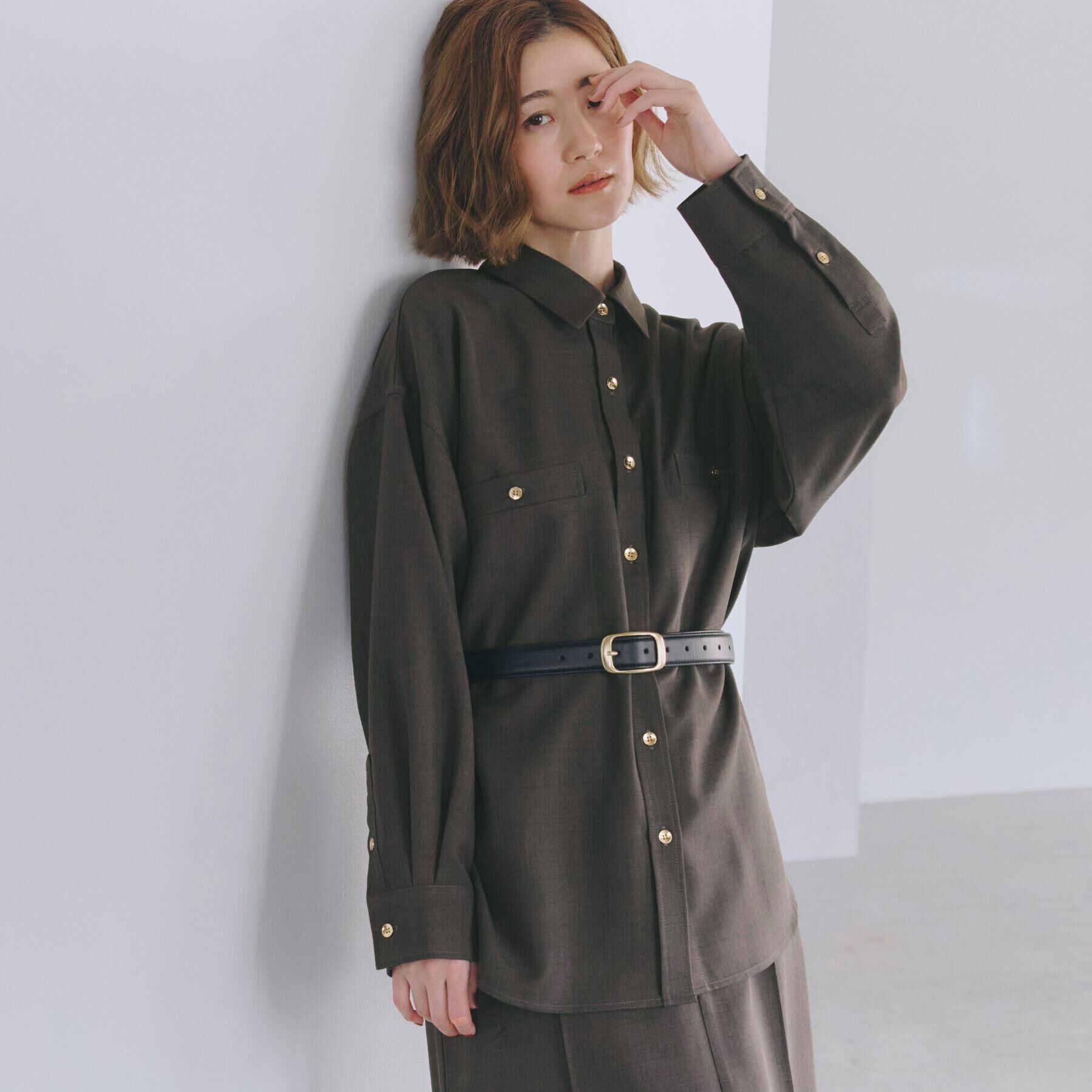 grove「【カセット服/選べる着丈】洗濯機で洗えるオーバーシャツ」|シャツ・ブラウス|ブラウン(044)