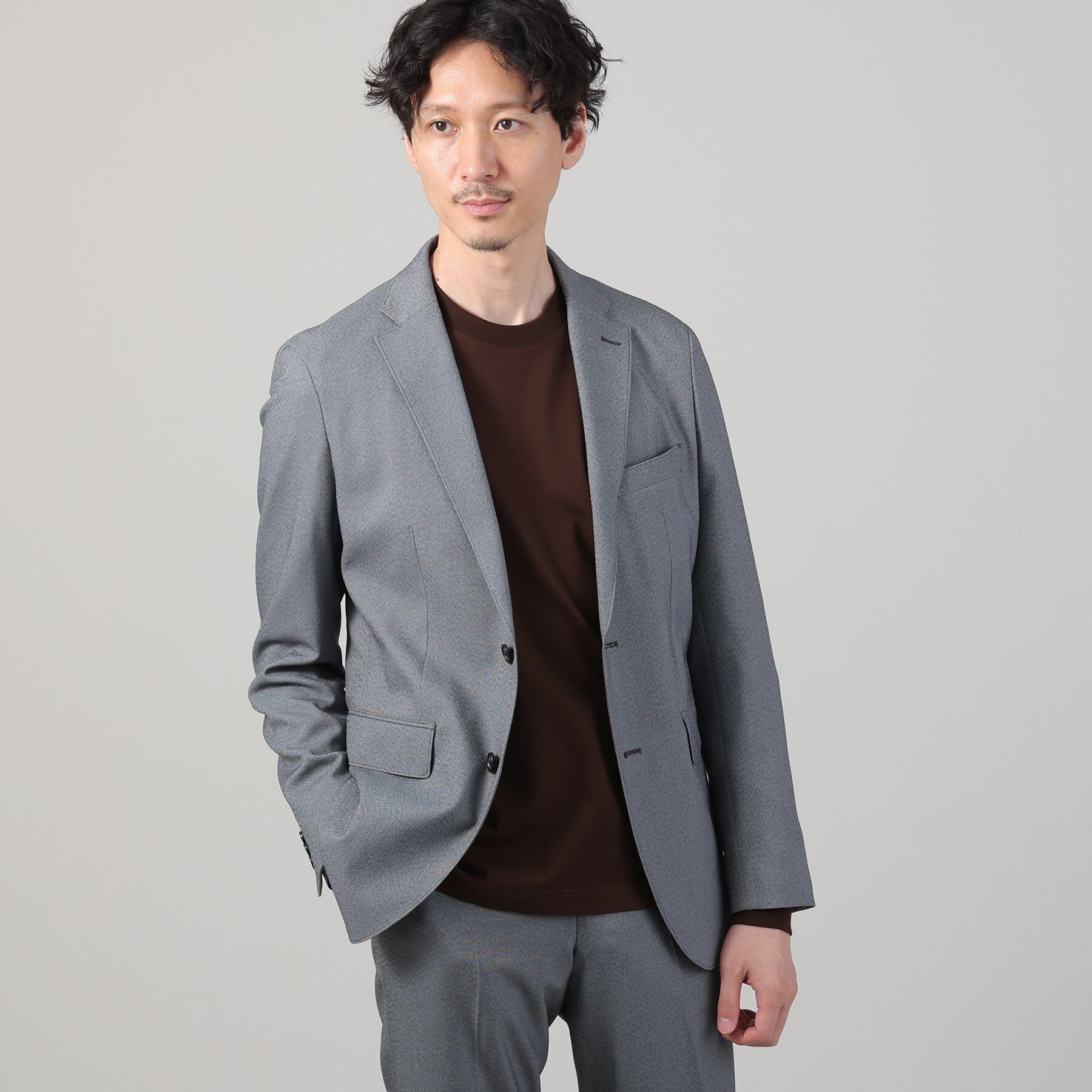 TAKEO KIKUCHI「【ONOFF/セットアップ対応】メランジ シャークスキン ストレッチジャケット」|テーラードジャケット|