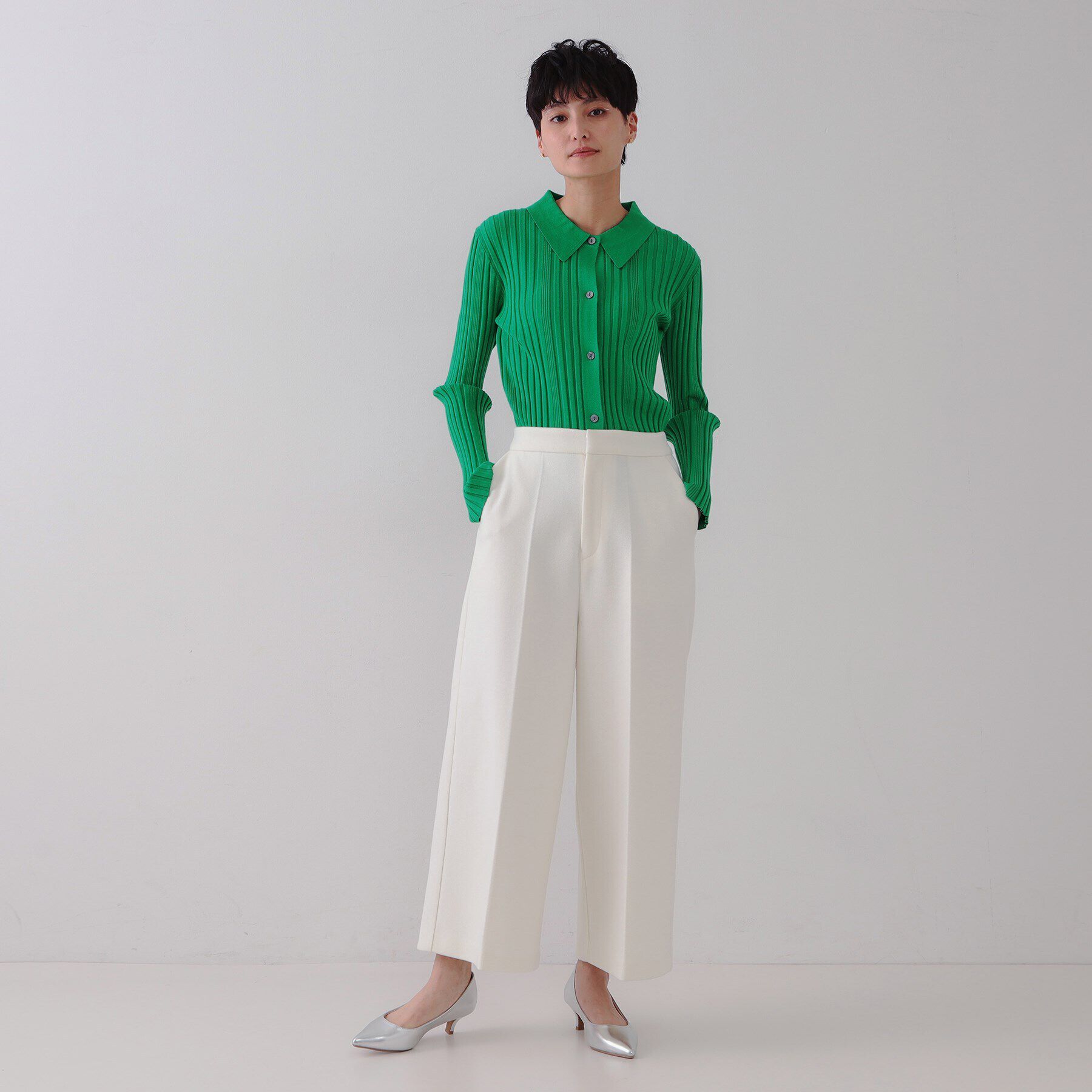 OPAQUE.CLIP「ウールライクストレッチ ワイドクロップドパンツ【洗濯機洗い可】」|その他|