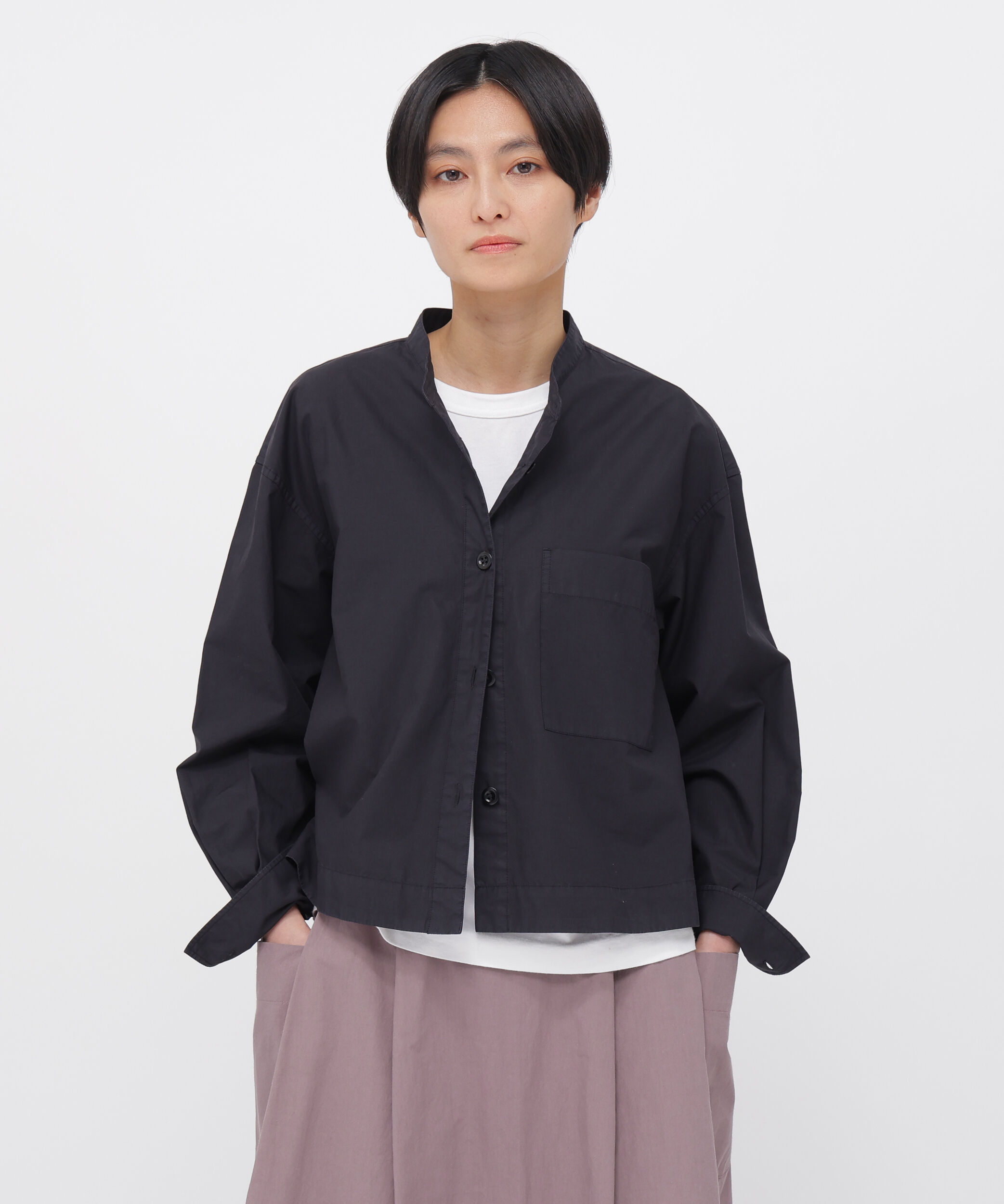 MHL.「COTTON RAMIE POPLIN SHIRT」|シャツ・ブラウス|BLACK