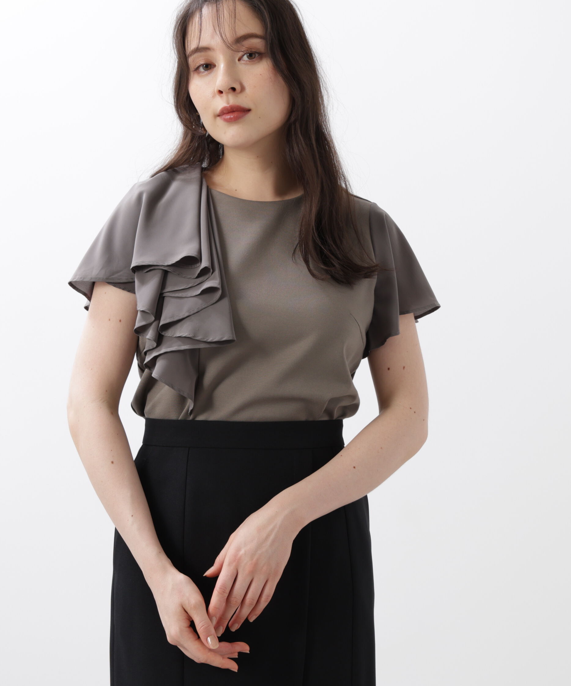  「◆ラッフルコンビカットソープルオーバー」|Tシャツ・カットソー|