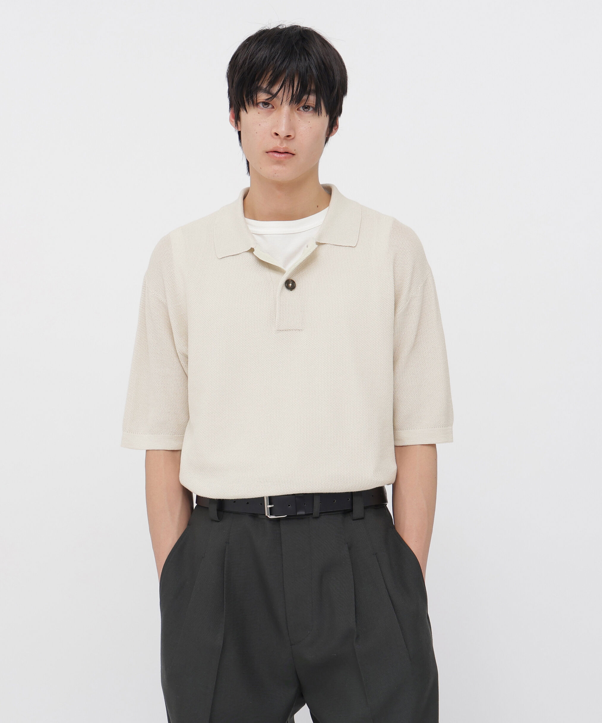 MARGARET HOWELL「COTTON RAMIE PIQUE KNITWEAR」|ニット・セーター|ECRU2
