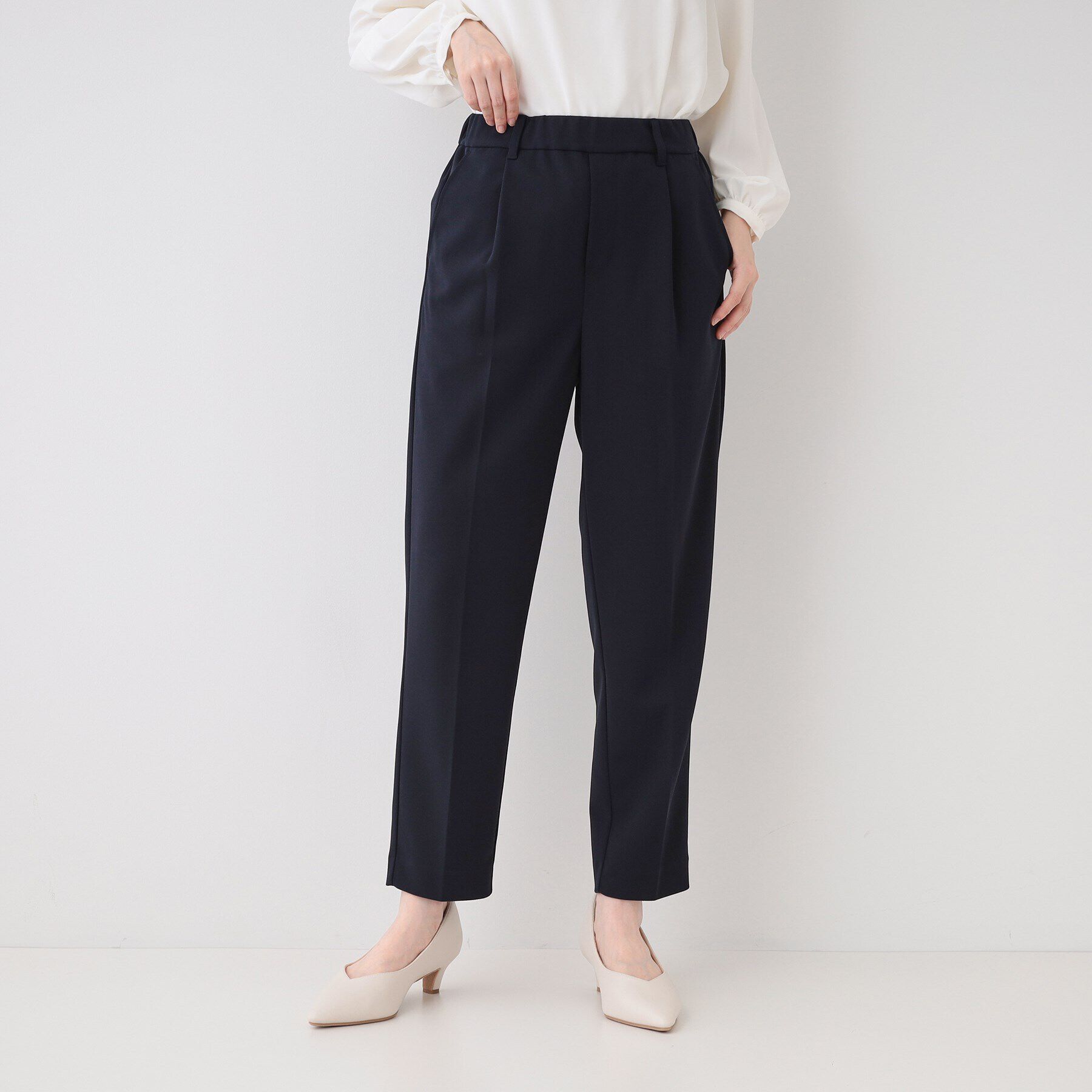 SHOO･LA･RUE「【洗える/S-3L/セットアップ可】セレモニーや通勤に カットジョーゼットテーパードパンツ」|その他|