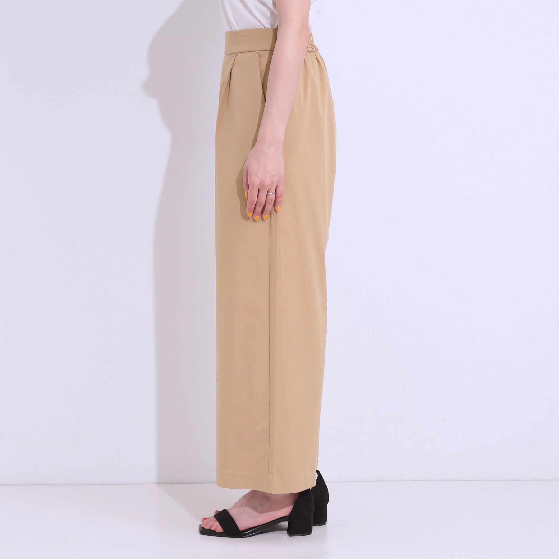 SHOO･LA･RUE「【高レビュー/S-LL/ひんやり】ゴールドパーツがアクセント ストレッチワイドパンツ」|その他|