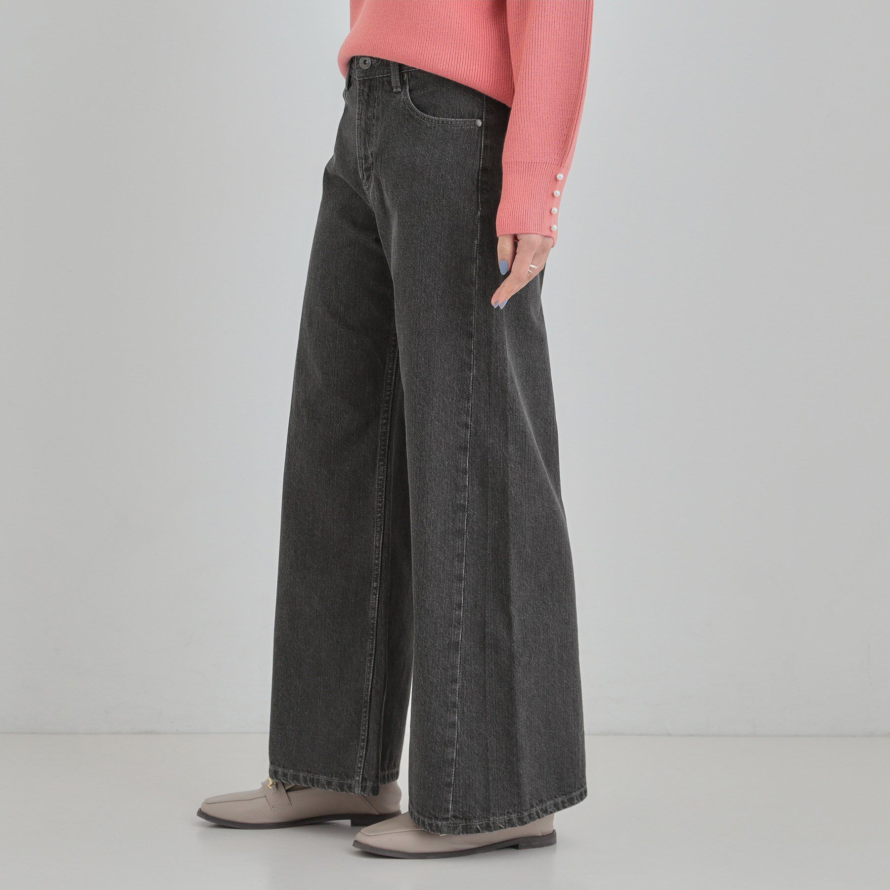 SHOO･LA･RUE「【SHOO・LA・RUE DENIM/S-LL】体型カバーにも バギーデニムワイドパンツ」|デニム|