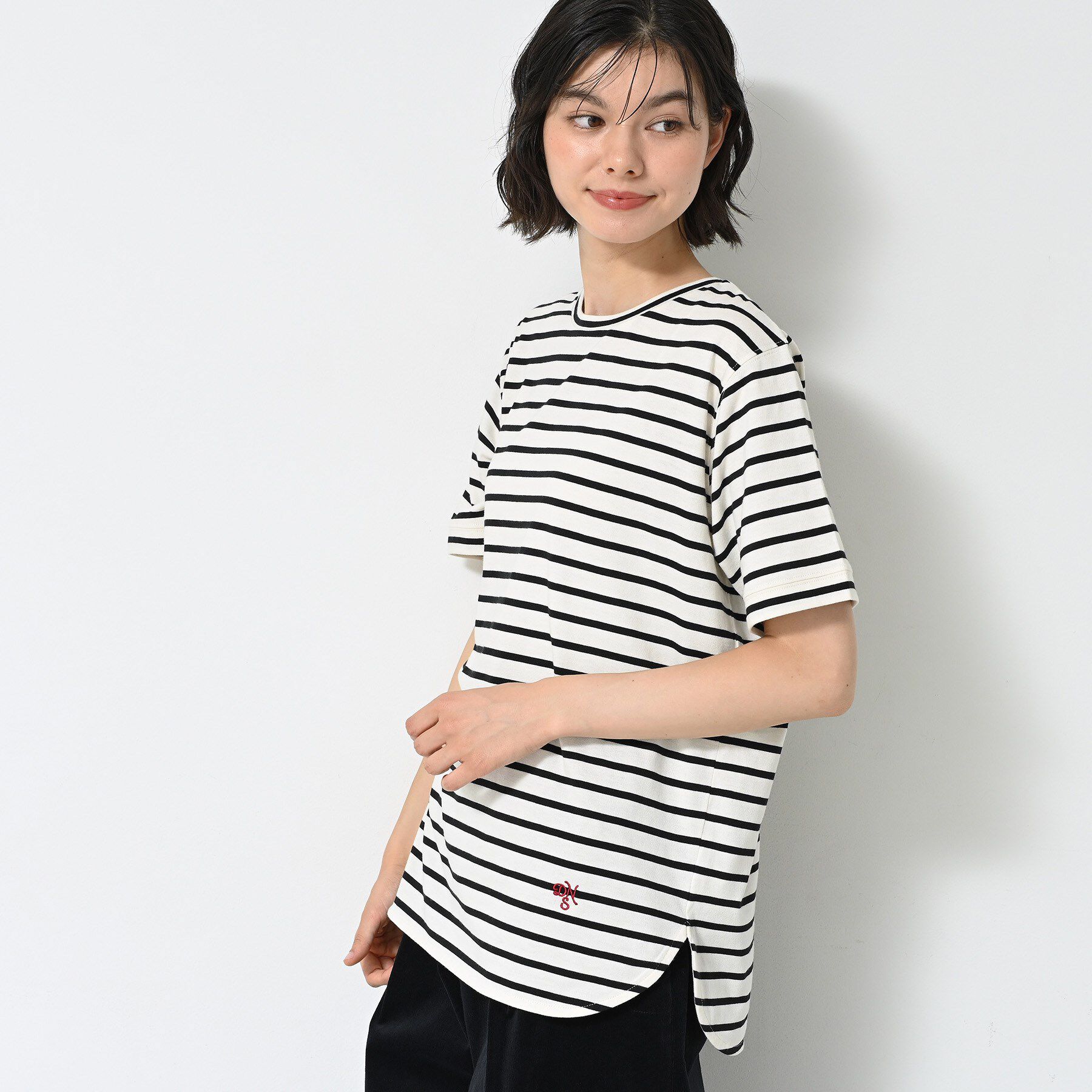 Dessin「【洗える】シャツテール半袖Tシャツ」|Tシャツ・カットソー|ブラック(319)