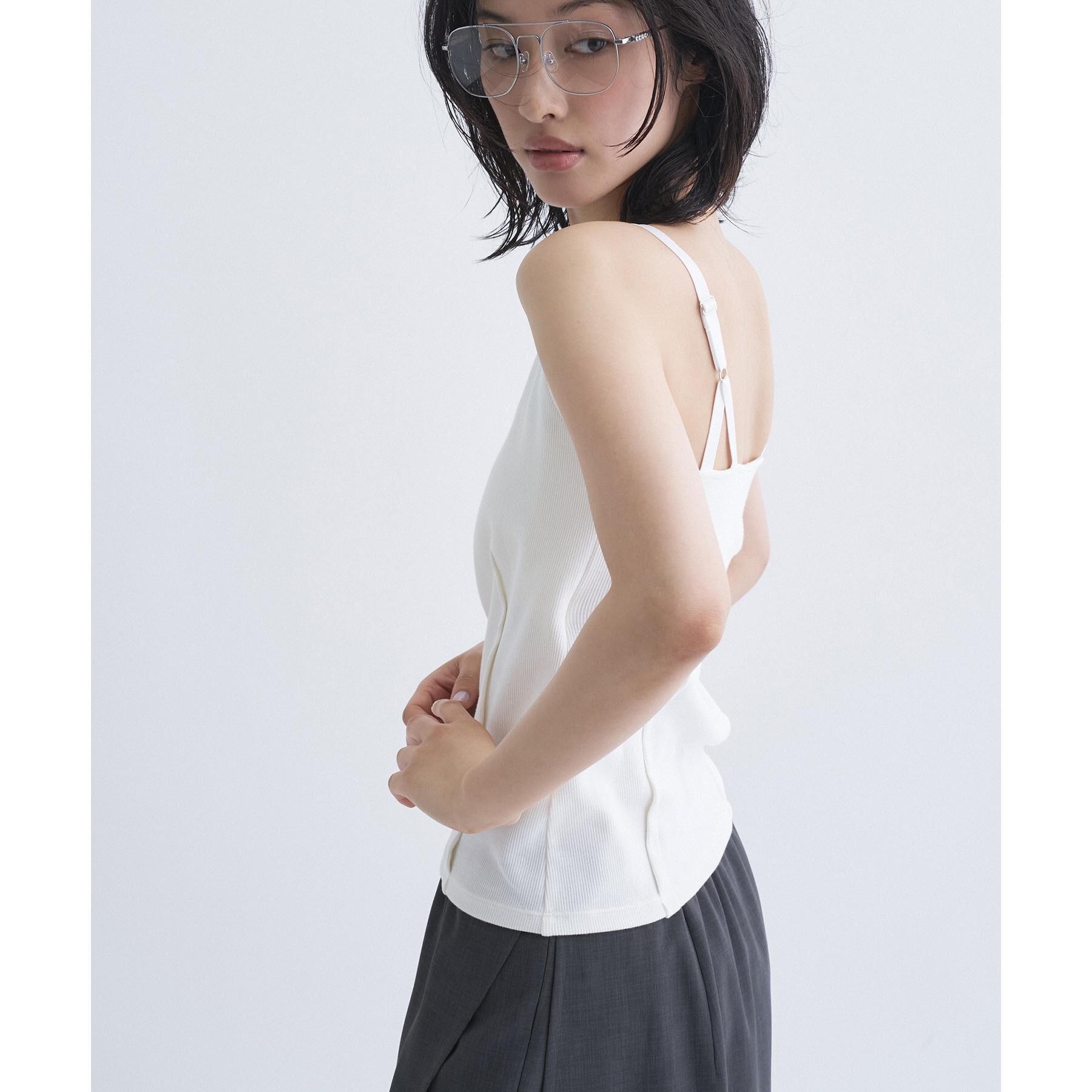CODE A「【Cup-in】edge line camisole」|キャミソール|ホワイト(001)