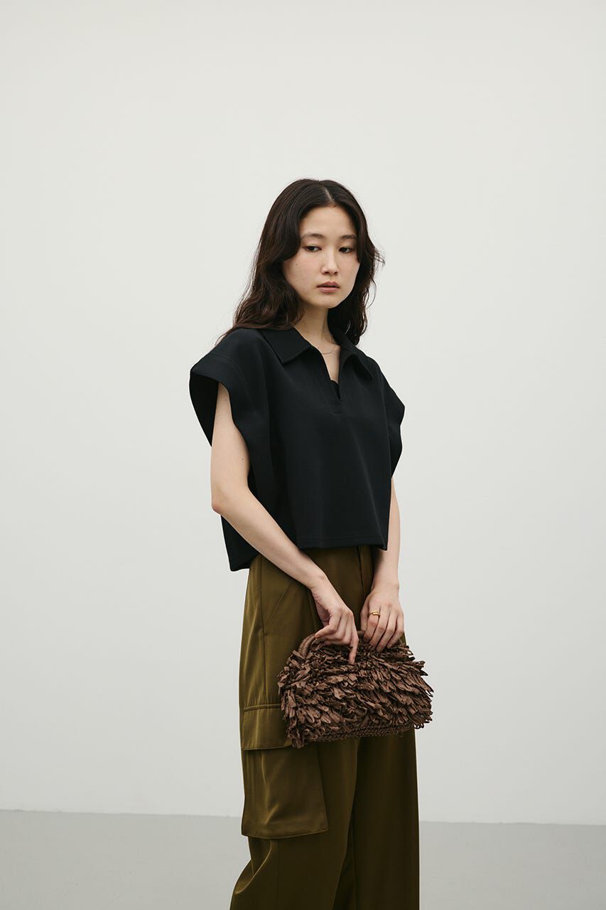 STYLEMIXER「スキッパーダンボールカットトップ」|Tシャツ・カットソー|BLK