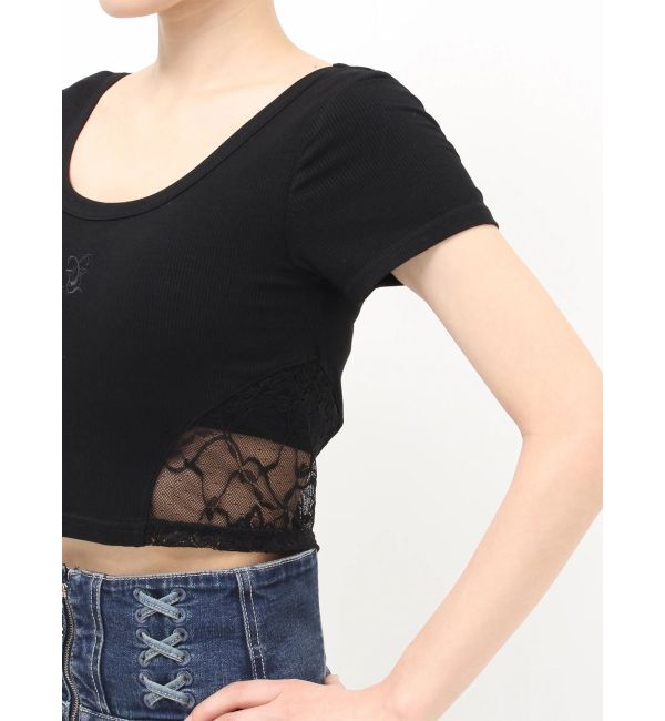 GYDA「OVERLAP Gサイドレースショートトップス」|Tシャツ・カットソー|