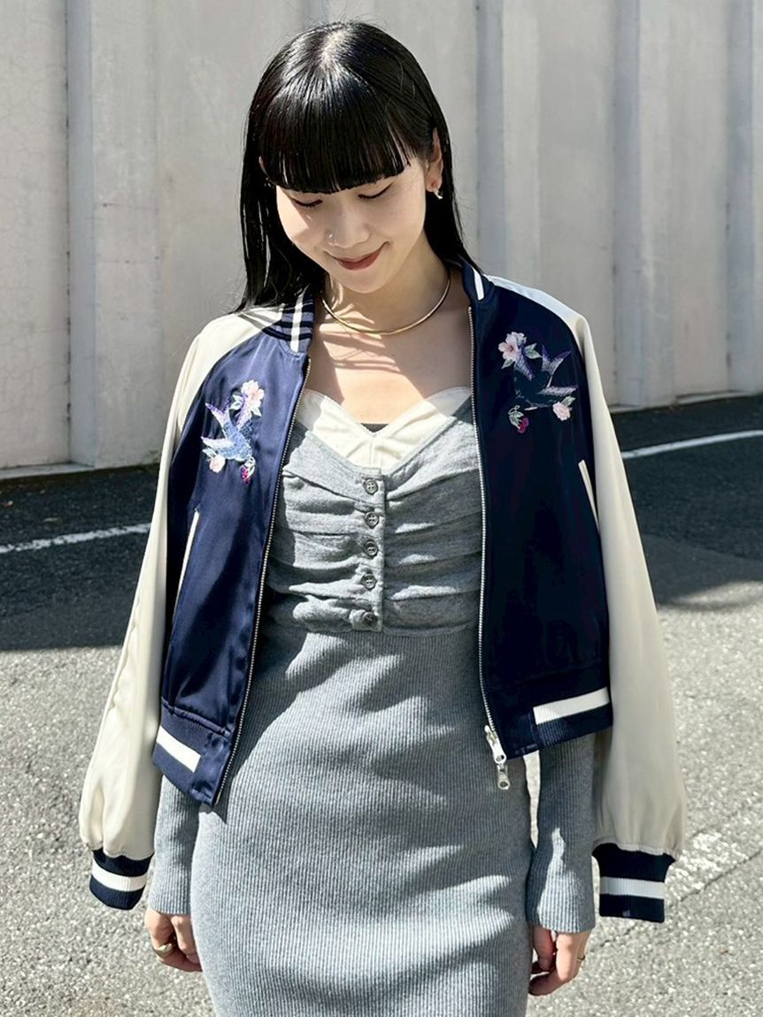 LILY BROWN「【LILY BROWN&times;KEITA MARUYAMA】yozakuraスカジャン(サテンリバーシブル)」|ブルゾン・スタジャン|