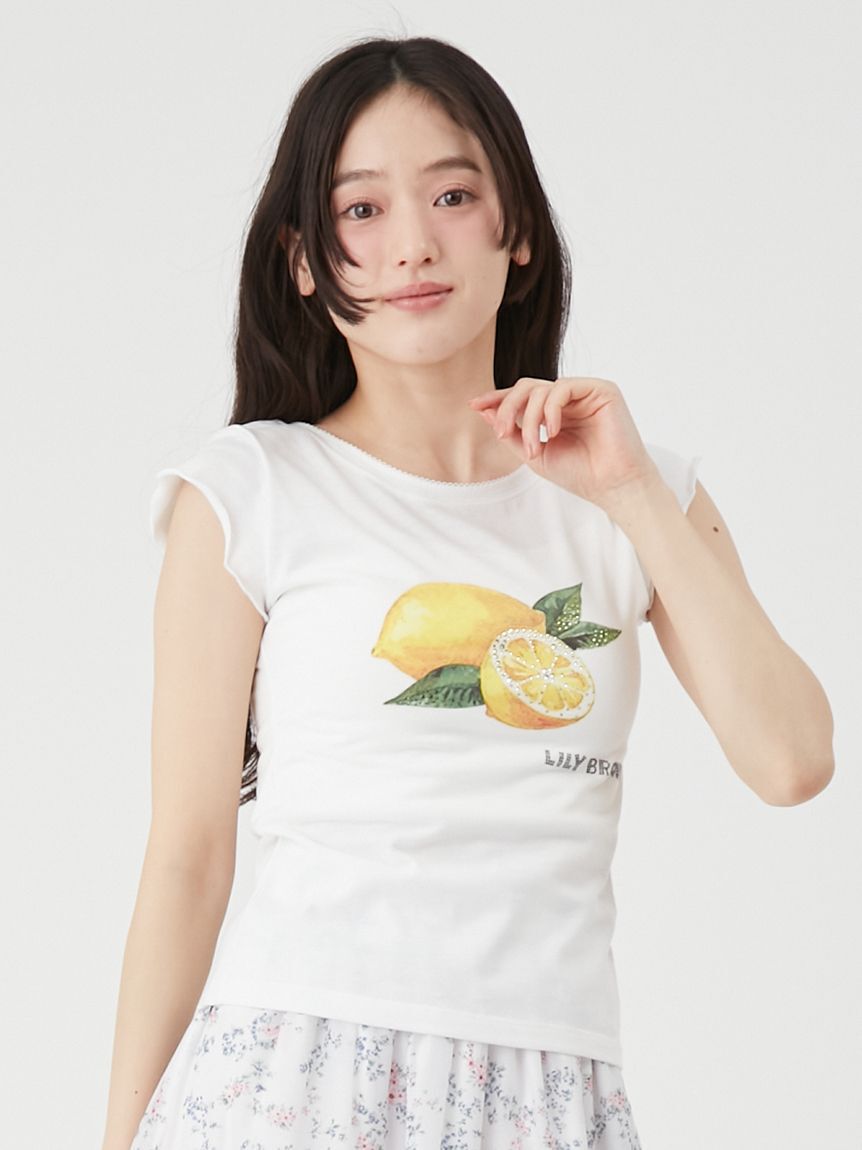 LILY BROWN「[L.B CANDY STOCK]フルーツビジューTシャツ」|Tシャツ・カットソー|YEL