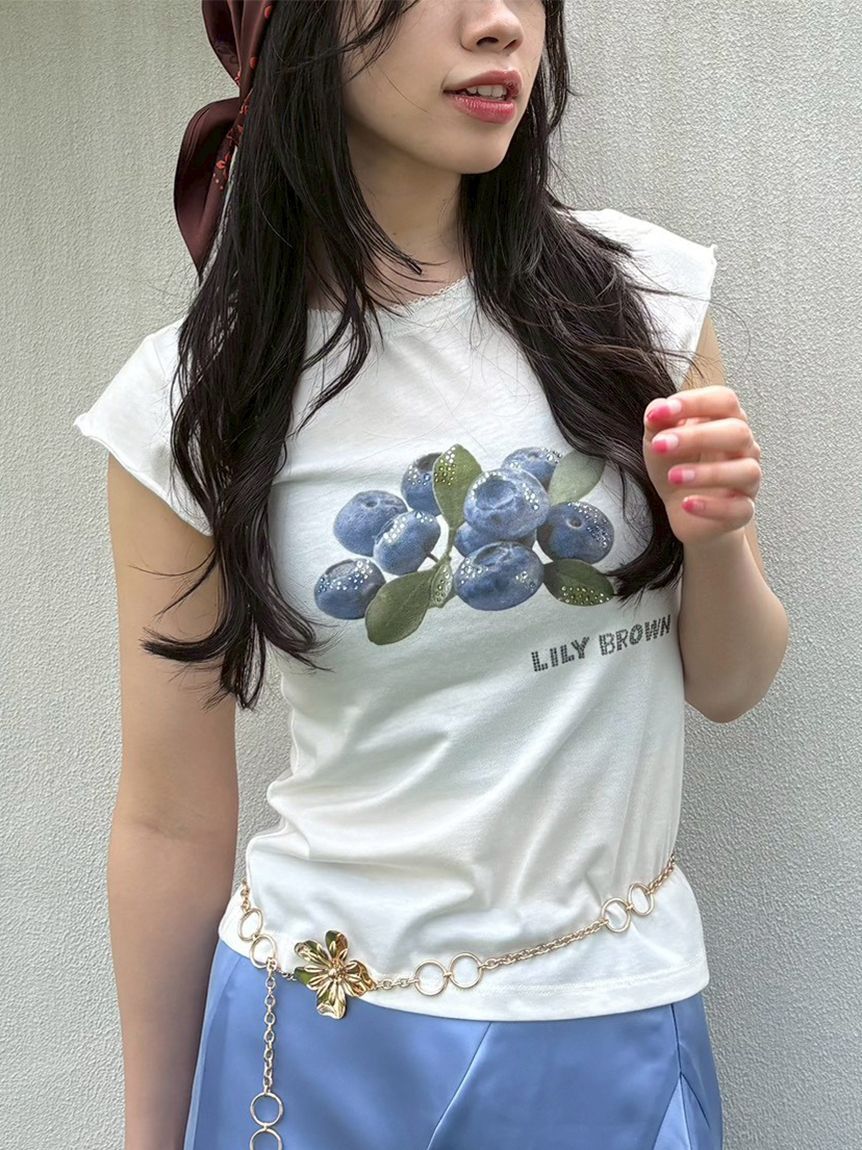 LILY BROWN「[L.B CANDY STOCK]フルーツビジューTシャツ」|Tシャツ・カットソー|BLU