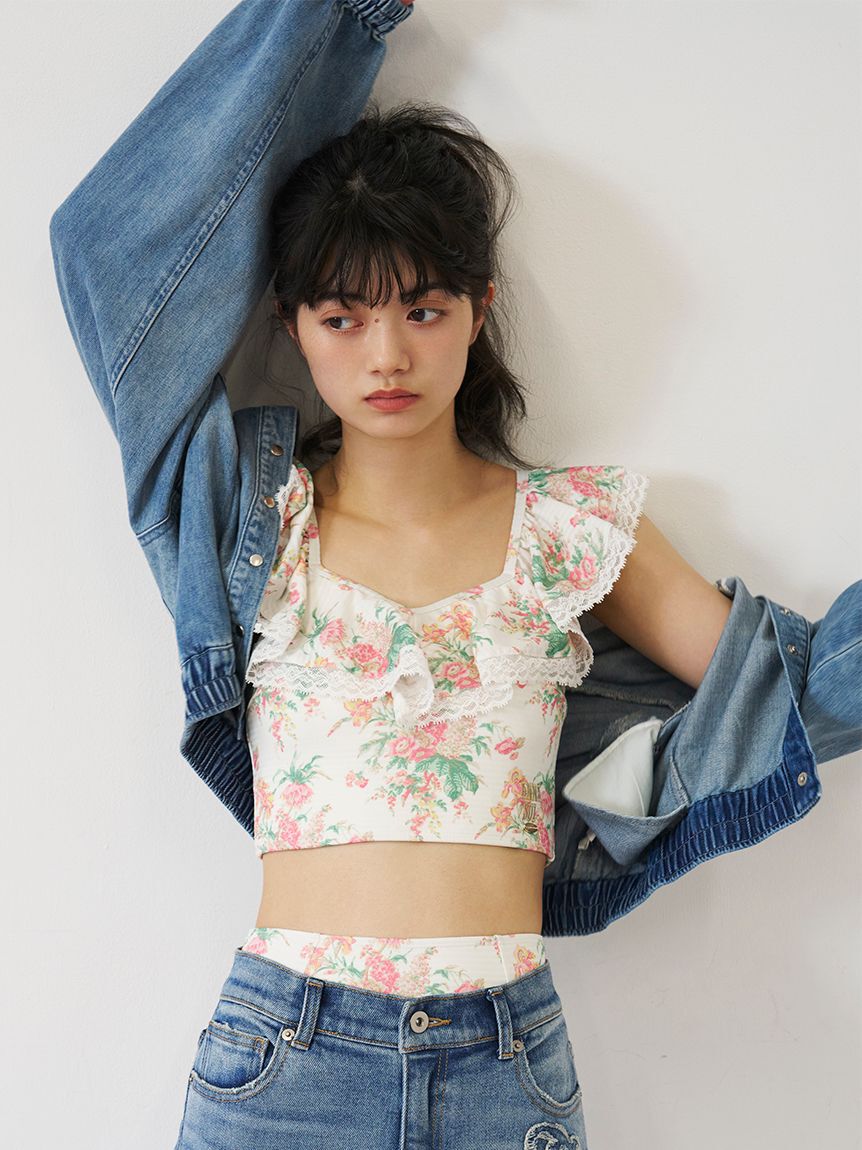 LILY BROWN「【LILY BROWN&times;ANNA SUI】バタフライワイドデニムパンツ」|デニム|