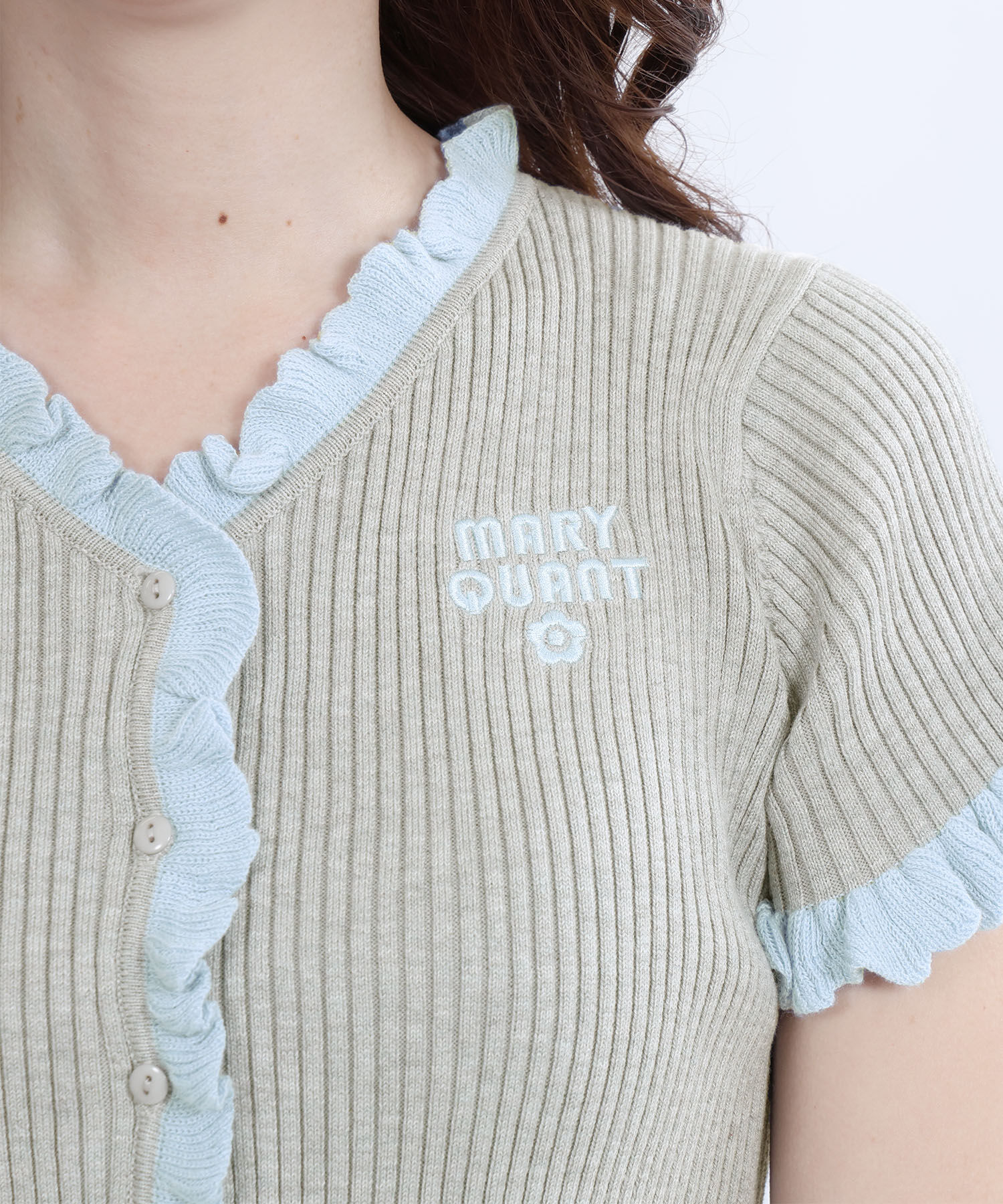 MARY QUANT「リブフリル カーディガン」|カーディガン|