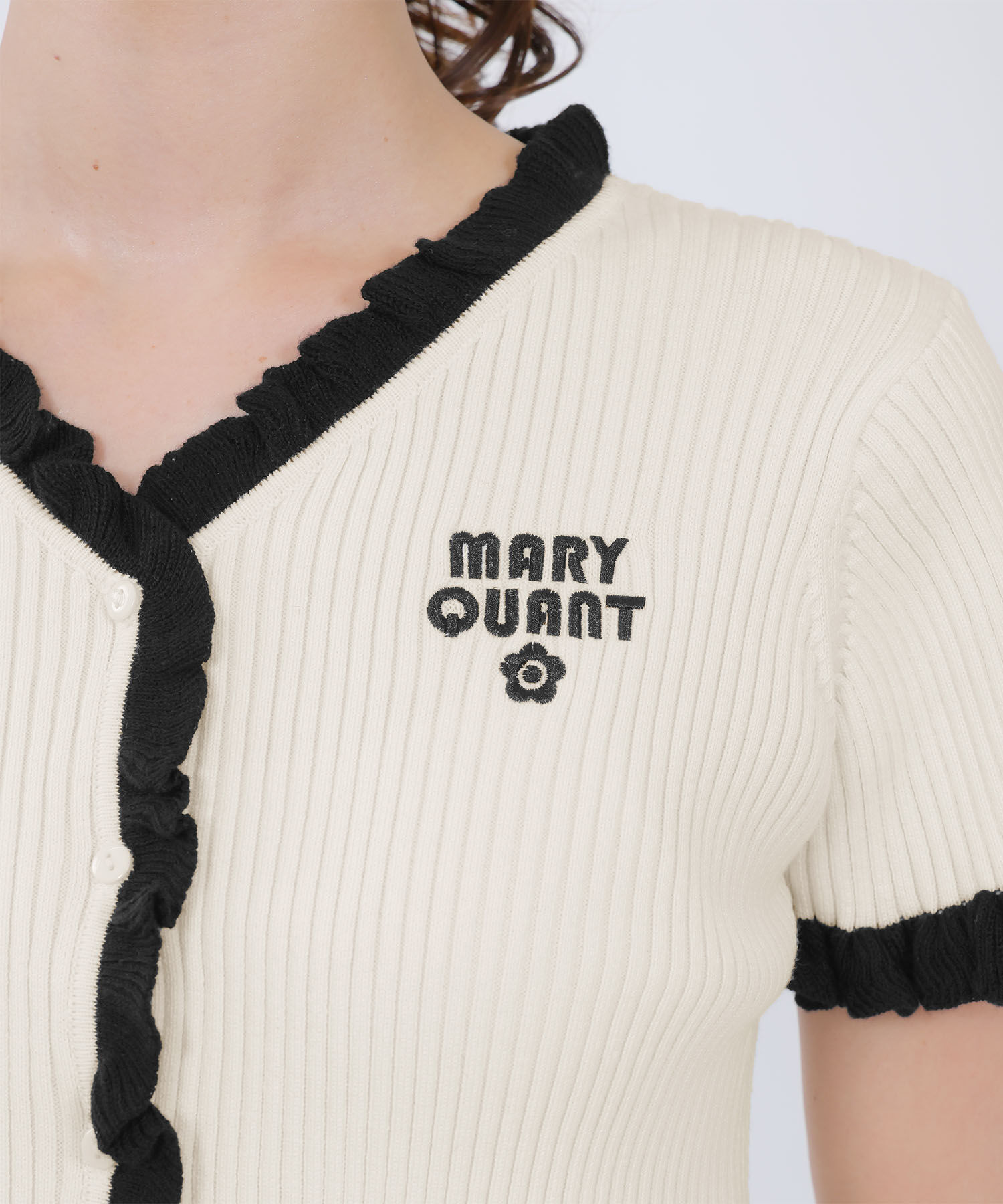 MARY QUANT「リブフリル カーディガン」|カーディガン|