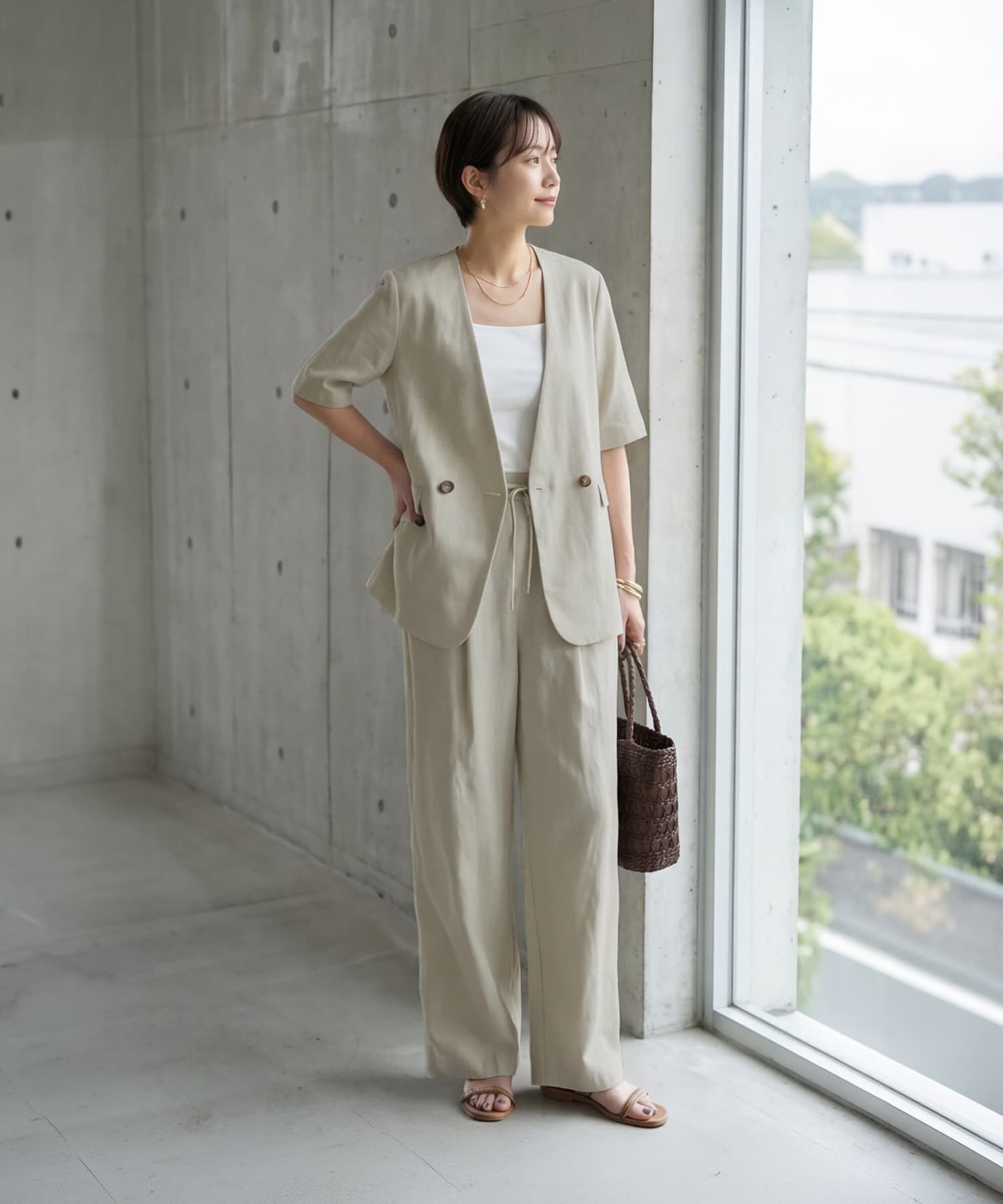 STYLE DELI「【セット対応】微シボギャザーワイドパンツ」|その他|