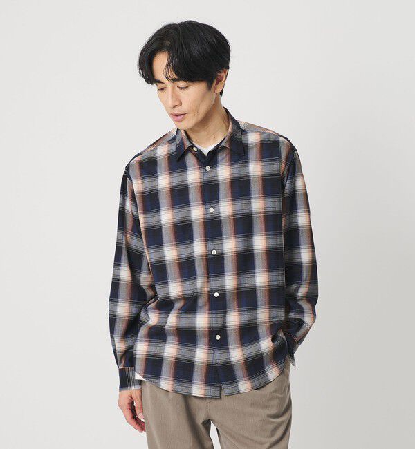 BEAUTY&YOUTH UNITED ARROWS「尾州 TW オンブレ チェック レギュラー シャツ GRANDE TAPERD型 ウォッシャブル MADE IN JAPAN」|シャツ・ブラウス|