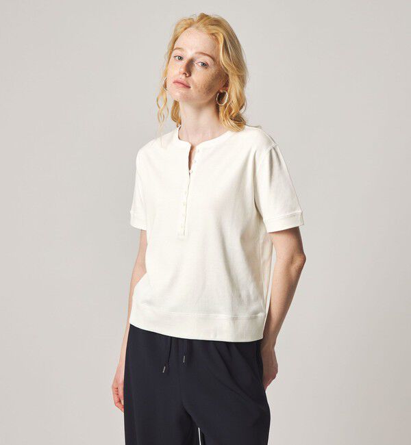 STEVEN ALAN「＜Steven Alan＞コットン ヘンリーネック ショートスリーブ プルオーバー」|Tシャツ・カットソー|OFF WHITE