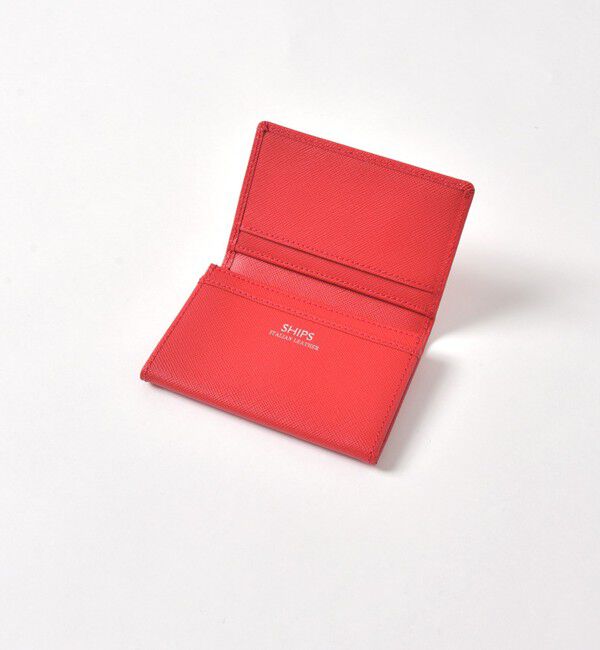 SHIPS「SHIPS:【SAFFIANO LEATHER】イタリアンレザー  カードケース （名刺入れ）」|名刺入れ・カードケース|レッド