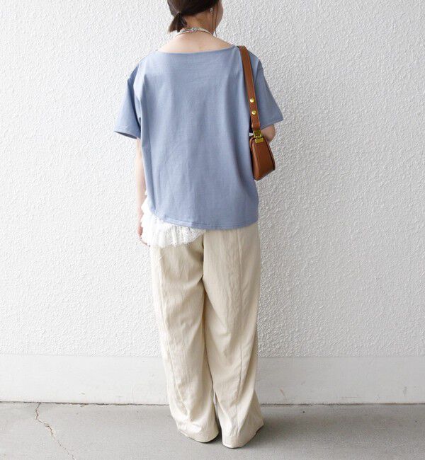 SHIPS any「《追加予約》SHIPS any:〈洗濯機可能〉レース ヘム アシンメトリー ショートスリーブ TEE」|Tシャツ・カットソー|