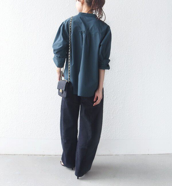 SHIPS for women「《予約》【WEB限定】〈手洗い可能〉チェック フリル ロングスリーブ シャツ（グリーン）」|シャツ・ブラウス|