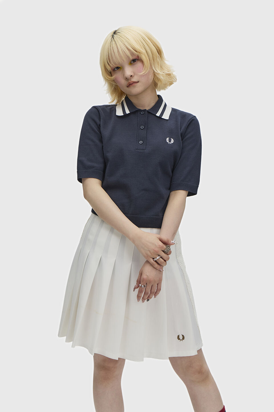 FRED PERRY 「Bold Twin Tipped Knitted Shirt／ボールドツインティップニットポロシャツ」|ポロシャツ|NAVY