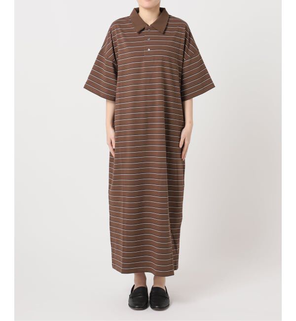 OUTDOOR PRODUCTS Usual Things「ボーダーポロシャツワイドワンピース」|ワンピース|