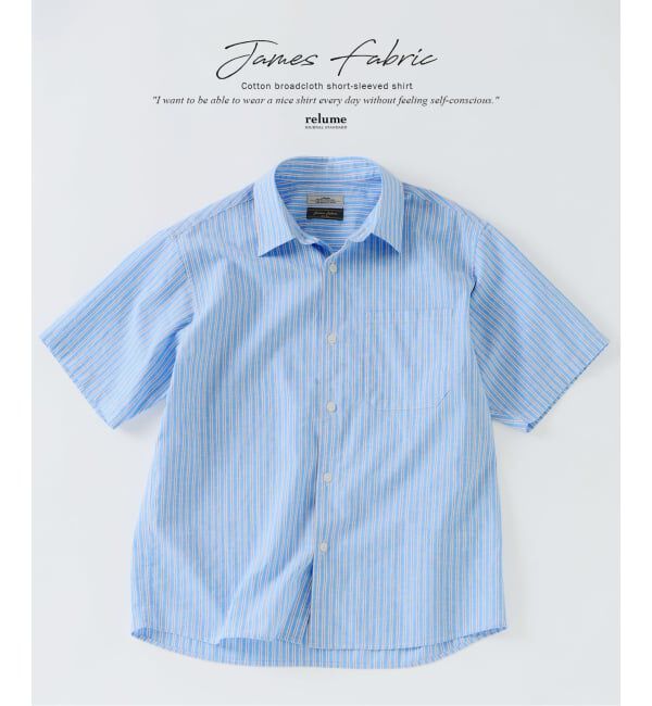 JOURNAL STANDARD relume「JAMES FABRIC コットンリネン ストライプ 半袖シャツ」|シャツ・ブラウス|ブルー A