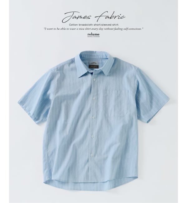 JOURNAL STANDARD relume「JAMES FABRIC コットンリネン ストライプ 半袖シャツ」|シャツ・ブラウス|ブルー B