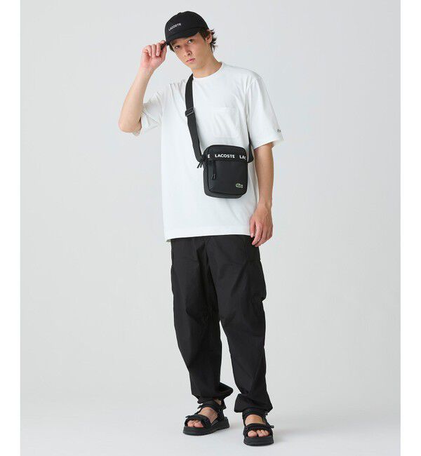 LACOSTE「ワンポイントロゴ オーバーサイズ ポケット半袖Tシャツ 透け防止 速乾 ストレッチ」|Tシャツ・カットソー|