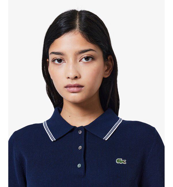 LACOSTE「配色ライン コンパクトニットポロシャツ」|ポロシャツ|