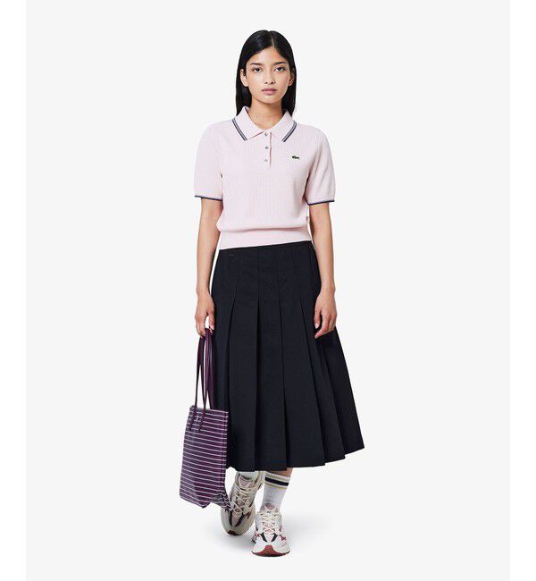 LACOSTE「配色ライン コンパクトニットポロシャツ」|ポロシャツ|