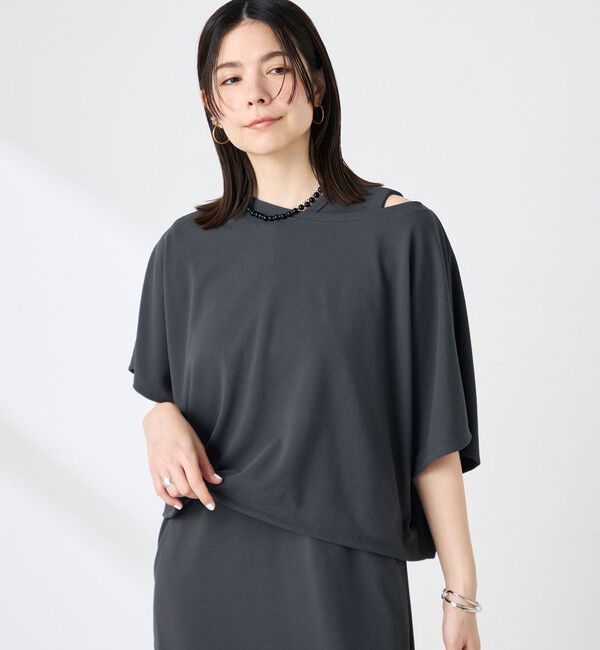 NOLLEY'S「《アンサンブル対応》ウォッシャブルイージーケアカノコケーププルオーバー」|Tシャツ・カットソー|チャコールグレー