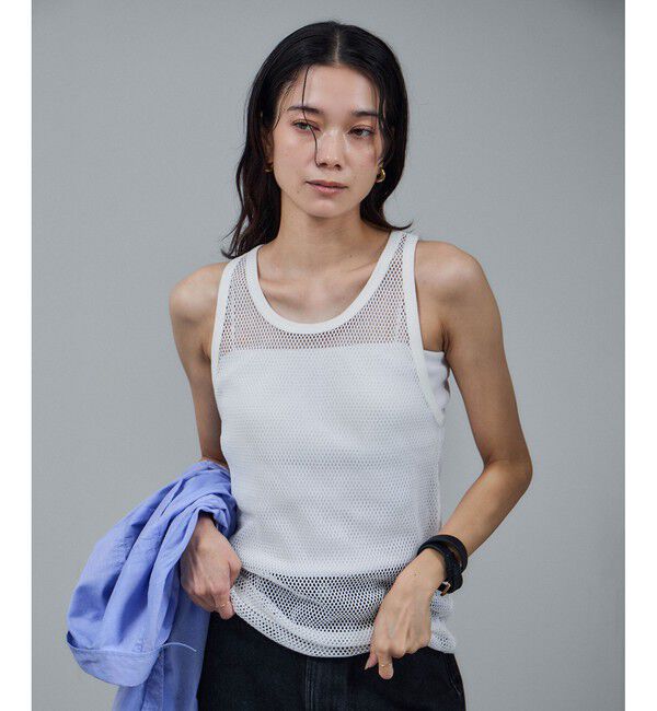 SALON adam et rope'「【IRONING（アイロニング）】mesh tank top」|タンクトップ|ホワイト(10)