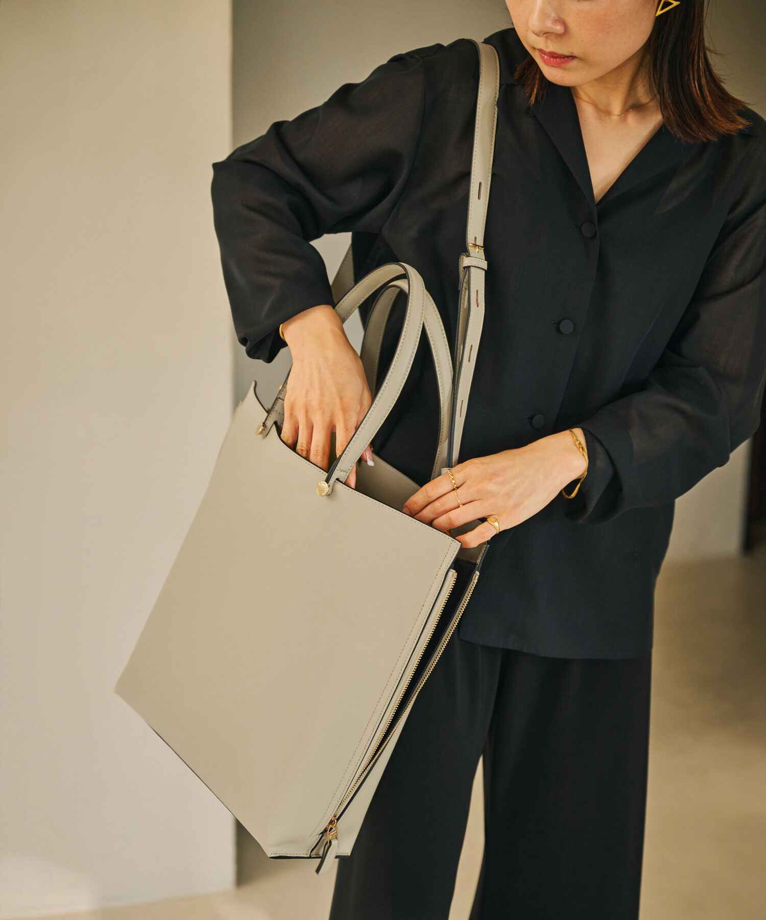 E'POR「【A4対応】【E'POR】Y BAG Large【通勤】【メディア掲載】」|トートバッグ|ベージュ系(28)