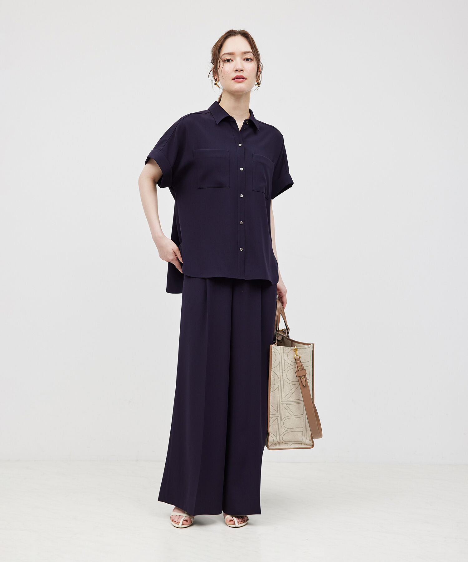ROPE「【新色追加】トリアセバックサテンフラップシャツ/セットアップ対応【メディア掲載】」|シャツ・ブラウス|