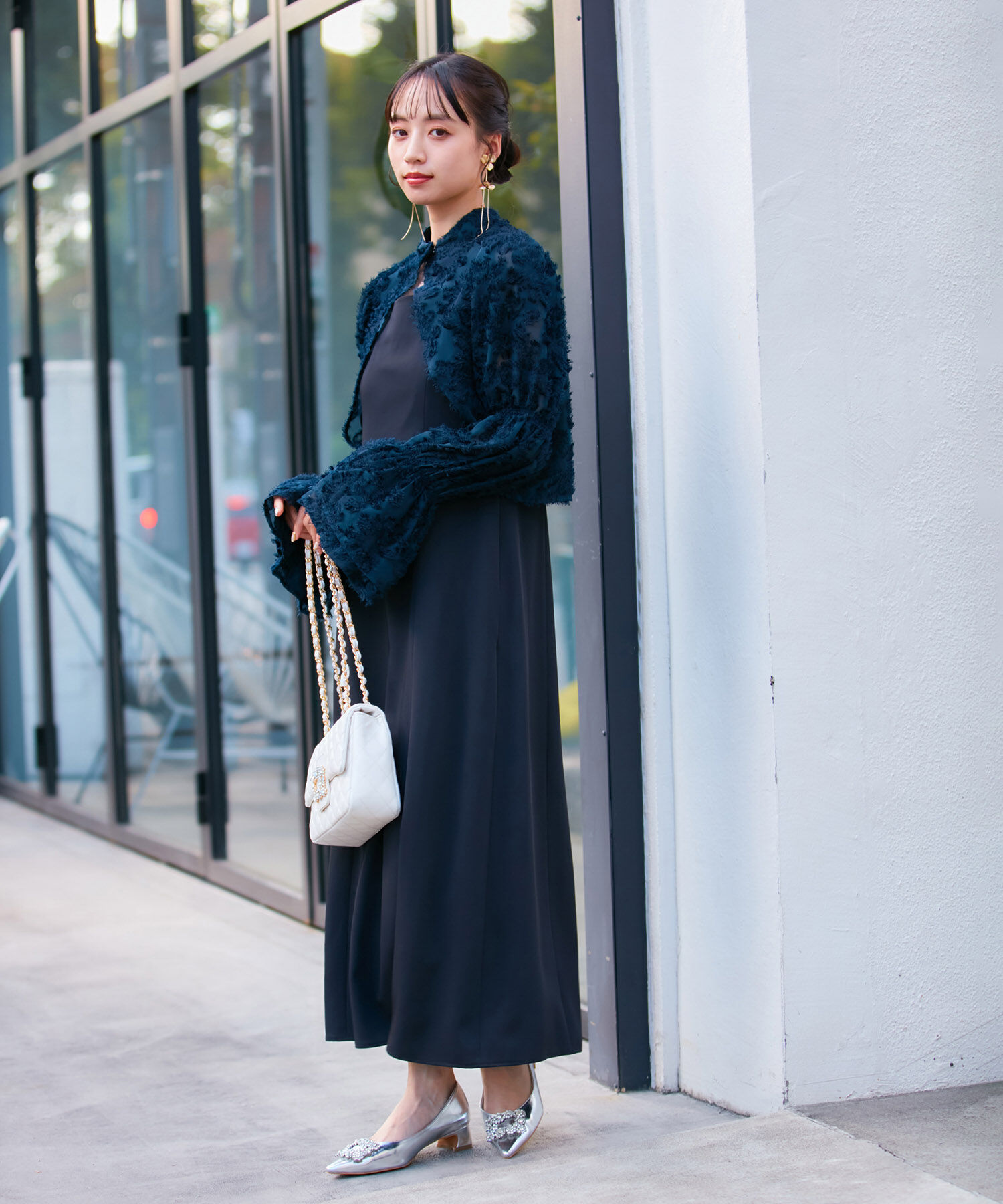 VIS「【VIS DRESS】シャーリングボレロセットワンピース」|ワンピース|