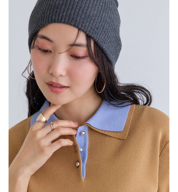 VIS「【新色追加】ダブルカラー半袖ポロニットトップス/WEB限定カラー」|ポロシャツ|