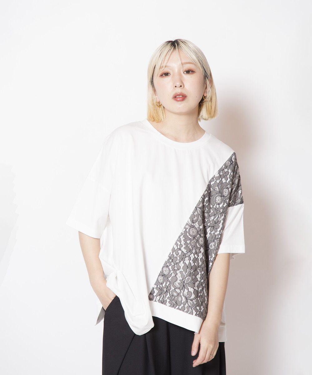 「レース切替Tシャツ」|Tシャツ・カットソー|