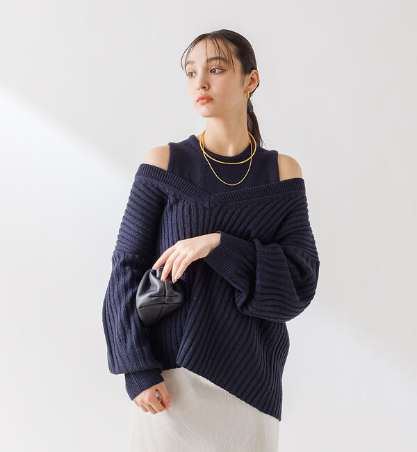 Rouge vif「Vネックリブニット アンサンブル」|ニット・セーター|