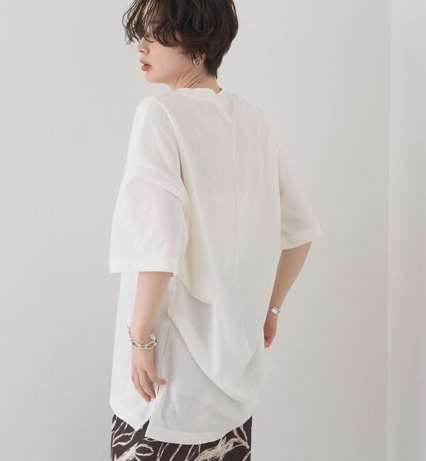 Rouge vif「コットンバックドレープTシャツ/セミロング丈」|Tシャツ・カットソー|ホワイト