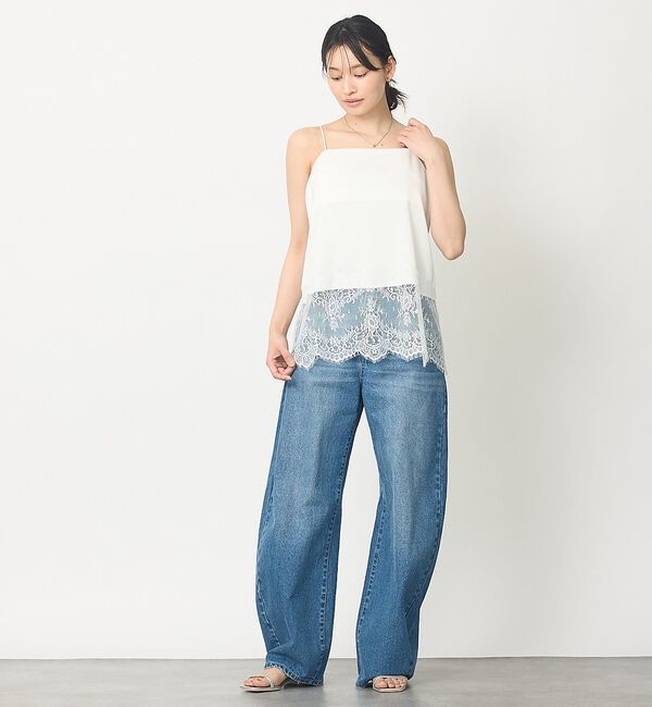 abahouse mavie「【再入荷】サテン裾レースキャミソール」|キャミソール|