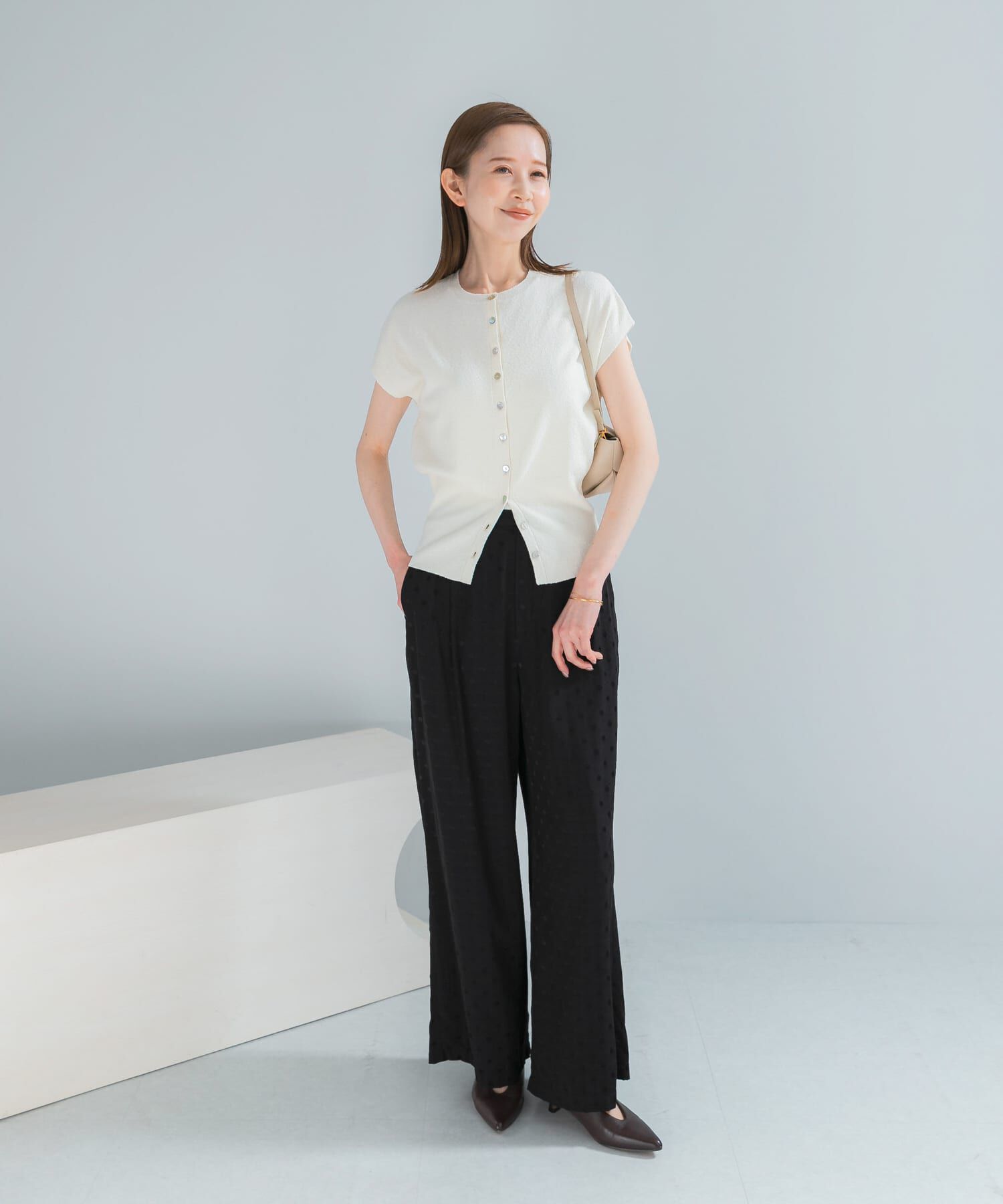 URBAN RESEARCH ROSSO「リネンコットンウエストシェイプデザインニット」|ニット・セーター|