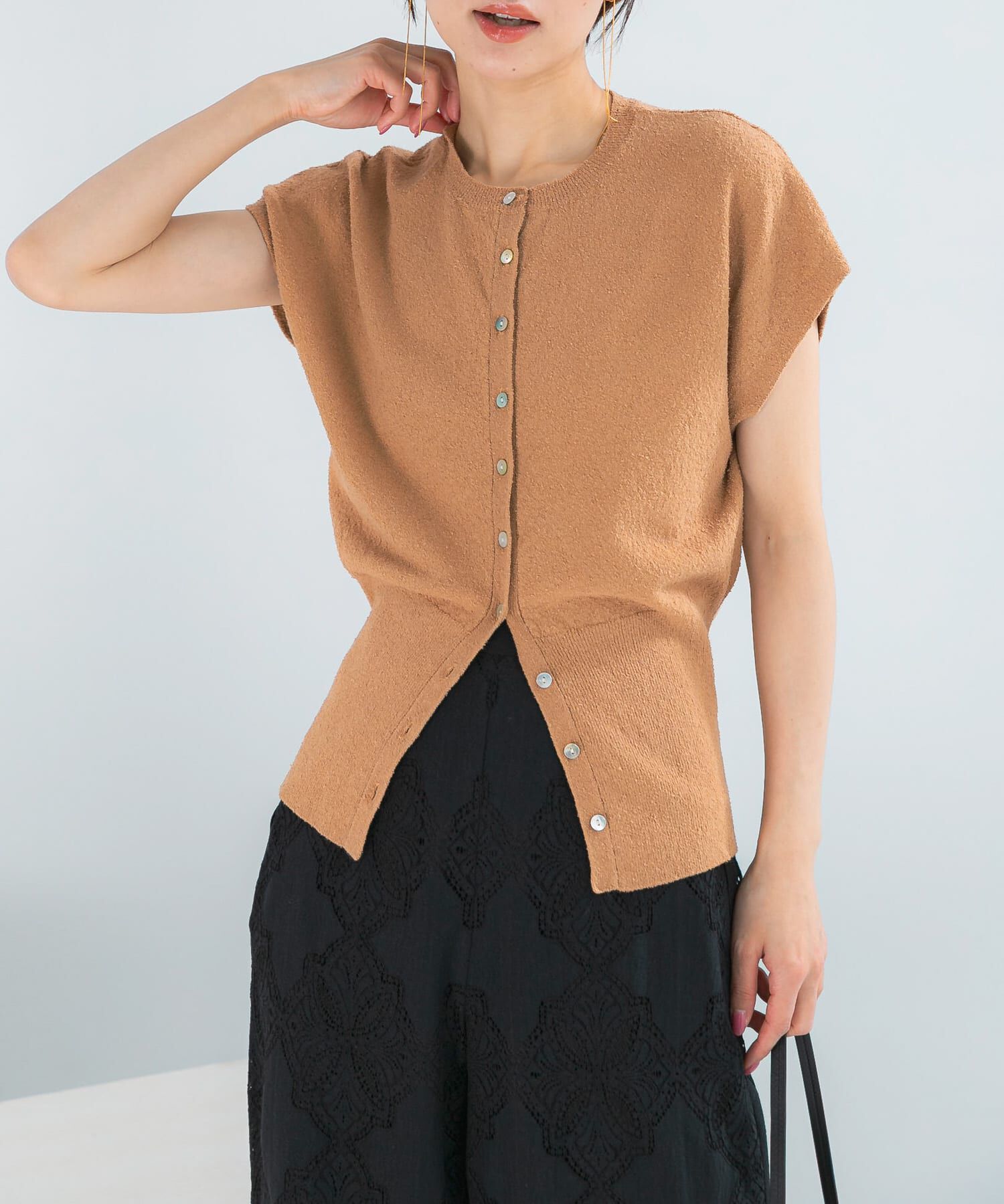 URBAN RESEARCH ROSSO「リネンコットンウエストシェイプデザインニット」|ニット・セーター|