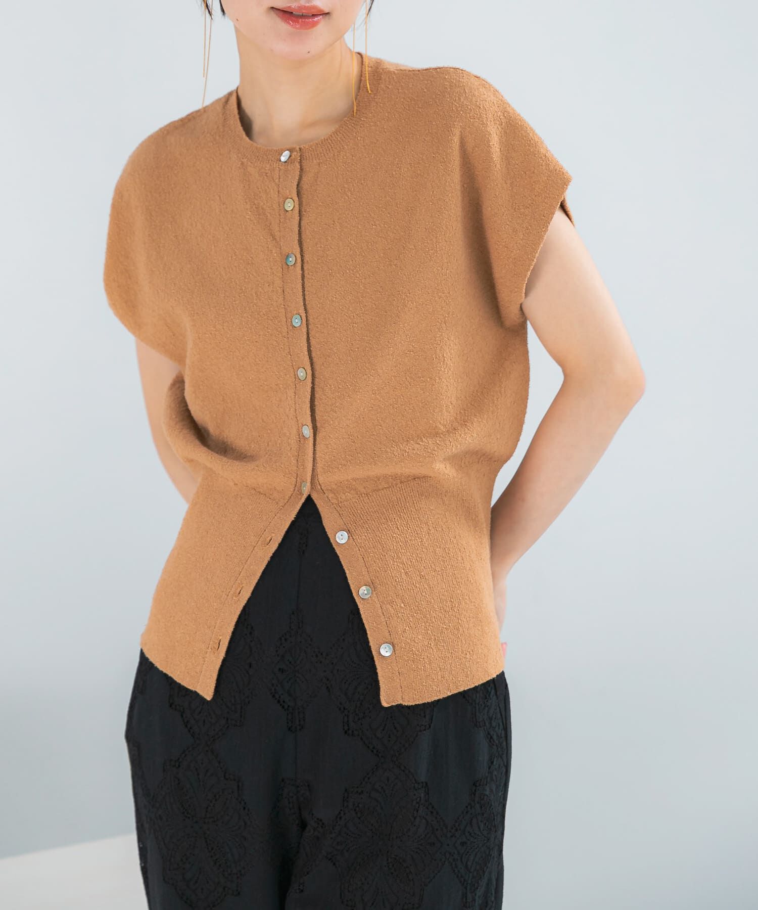 URBAN RESEARCH ROSSO「リネンコットンウエストシェイプデザインニット」|ニット・セーター|